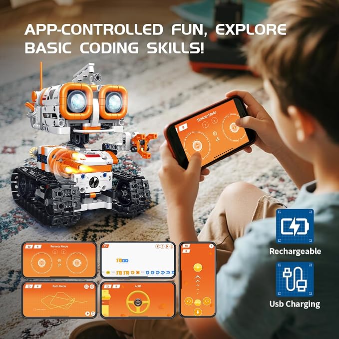 5 in 1 STEM Robotics Building Kit, 560 PCS APP/Remote Control Robot Toy Building Block Sets, Compatible with Lego Robot Control & Programming, Coding Robotic Toys Birthday Great Gifts for Boys 8-14