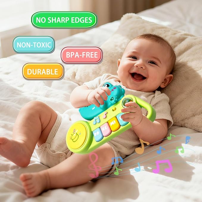 Cute Crocodile Piano for Baby Musical Toys 18M+, Early Learning Light up Music Keyboard Infant Toy Perfect Christmas Birthday Gifts for Boy & Girl Age 2 3 Years Old (Cute Crocodile)