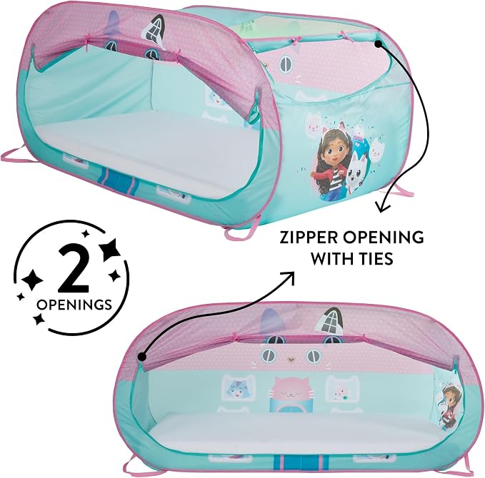 Gabby’s Dollhouse 2-in-1 Kids Pop-Up Play Tent and Twin Bed Tent, Indoor Playhouse for Pretend & Imaginative Play
