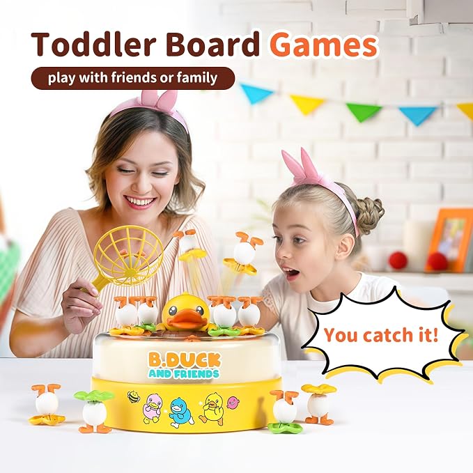 BLF FUN B.Duck Games for Kids Age 4-6, Board Games Bounce and Catch Duck Toys for Kids 4-8, Family Board Games for 5-7 Boys Girls, Birthday Gifts Christmas Party Games for Toddlers 3-5