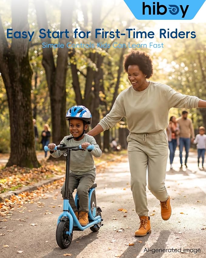 Hiboy JoyHaul Electric Scooter for Kids Ages 4-9, with Seat, UL 2272 Certified, 100W Motor, 5 Miles Range, 9.3 MPH, LED Lights, Under-Seat Storage & Front Brake