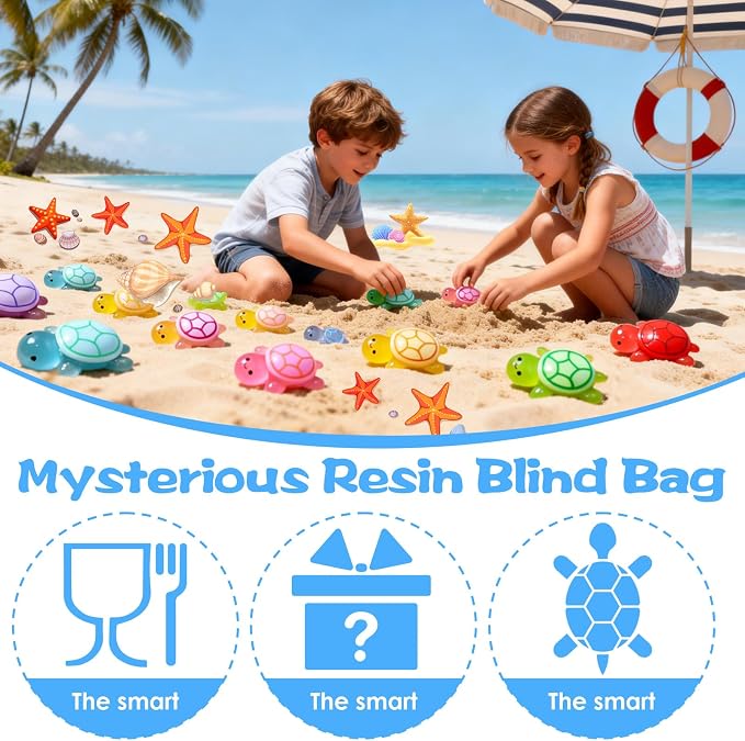 Mini Glow In The Dark Animal Resin Models, Resin Animals Mystery Bags, Individually Wrapped Blind Bags Tiny Animal Figurines, Collectible Mini Animals For Fairy Garden, DIY Crafts (50, Turtle)