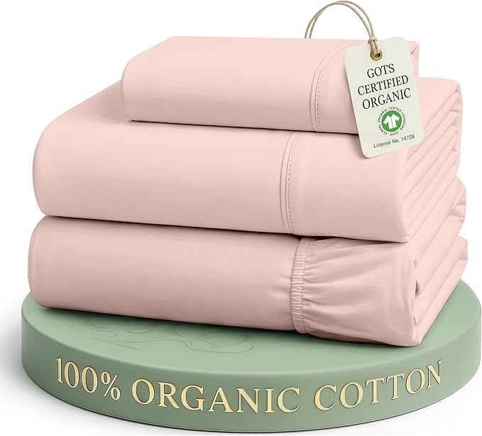 LANE LINEN Twin XL Sheet Set 100% Organic Cotton Percale Soft - Sepia Rose | Twin XL Sheet Set, 100% Organic Cotton Percale - Great For Gifting, Easy-Care Machine Washable, Best-Value Organic Cotton