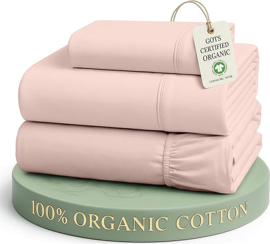 LANE LINEN Twin XL Sheet Set 100% Organic Cotton Percale Soft - Sepia Rose | Twin XL Sheet Set, 100% Organic Cotton Percale - Great For Gifting, Easy-Care Machine Washable, Best-Value Organic Cotton