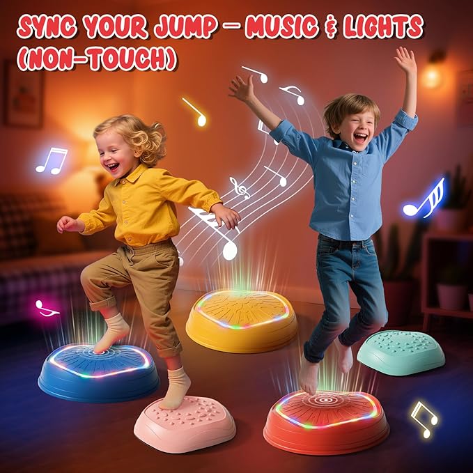 Lehoo Castle Stepping Stones for Kids, Non-Slip Toddler Stepping Stones, Indoor & Outdoor Sensory Toys for Toddlers 1-3, Balance Board Obstacle Course for Kids 3-5