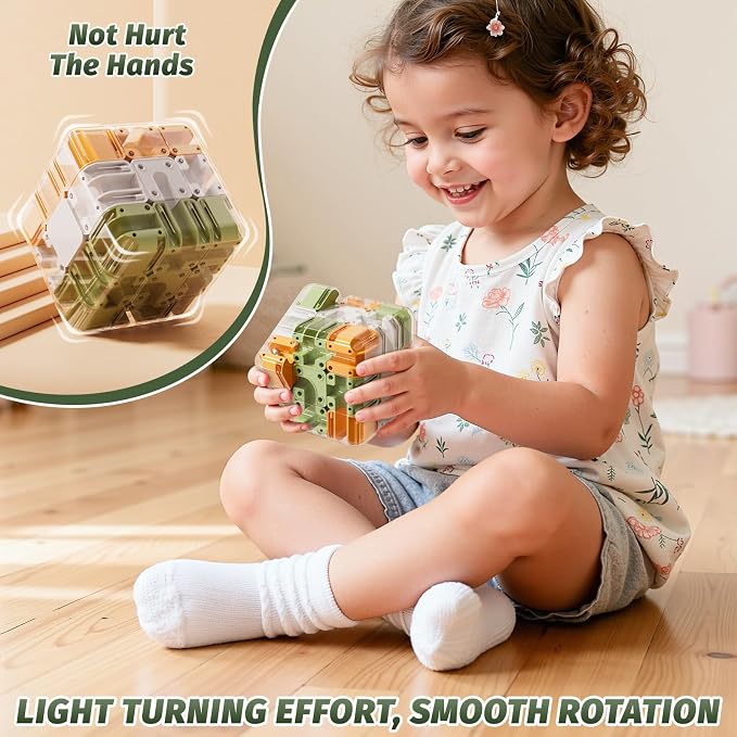 3D Cube Puzzle for Kids 3-5 8-12, Education Sensory Toys with Color-Match Ball, Birthday Gift for Adults Kids 8 9+ Year Old Boy