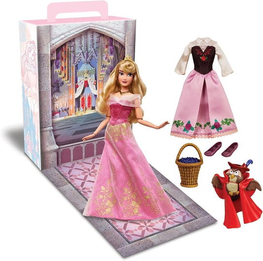 Disney Store Official Aurora Story Doll - 11 Inches - Includes Coloring Book and Additional Dress, Princess Doll in Classic Outfit, Disney Princess Toys for Girls