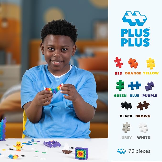 Plus Plus Basic Mix Tube - Mini Interlocking Building Blocks Set, Stem Toys for Kids - Sensory Bin Fillers / Math Manipulatives Classroom Must Haves Gifts for Boys & Girls