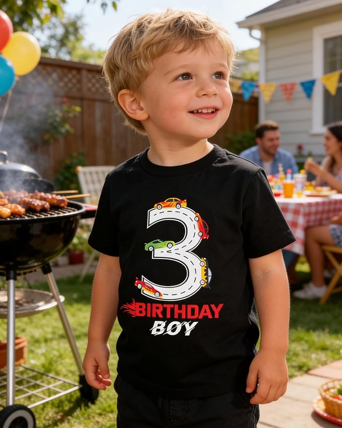 Lovekider 2-5 Years Birthday Boy Shirt Construction Party T-Shirts Excavator Cotton Short Sleeve Tee Dark Grey