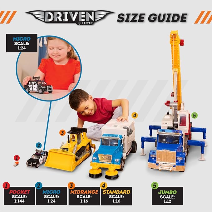 Driven by Battat – 7-Inch Tractor Toy with Lights & Sounds, Movable Parts, Farm Vehicle for Boys & Girls, Durable Design, Realistic Details, Gift 3+ Years Toy for Kids