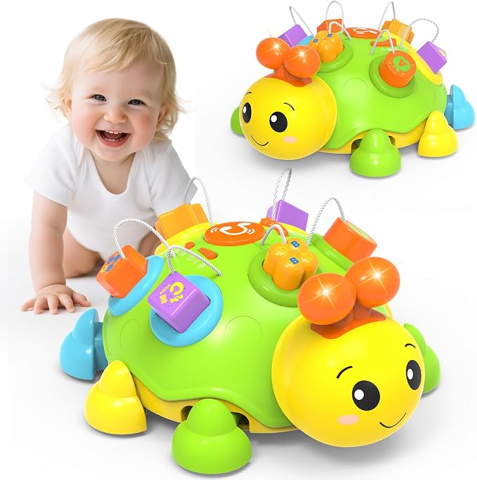 Holaxander Musical Ladybug Baby Toys 6-12 Months, Infant Early Educational Learning Crawling Toys for 1 Year Old Boy, Newborn First Bithday Gift Toy for 7 8 9 10 11 Months Boys Girls (Green)