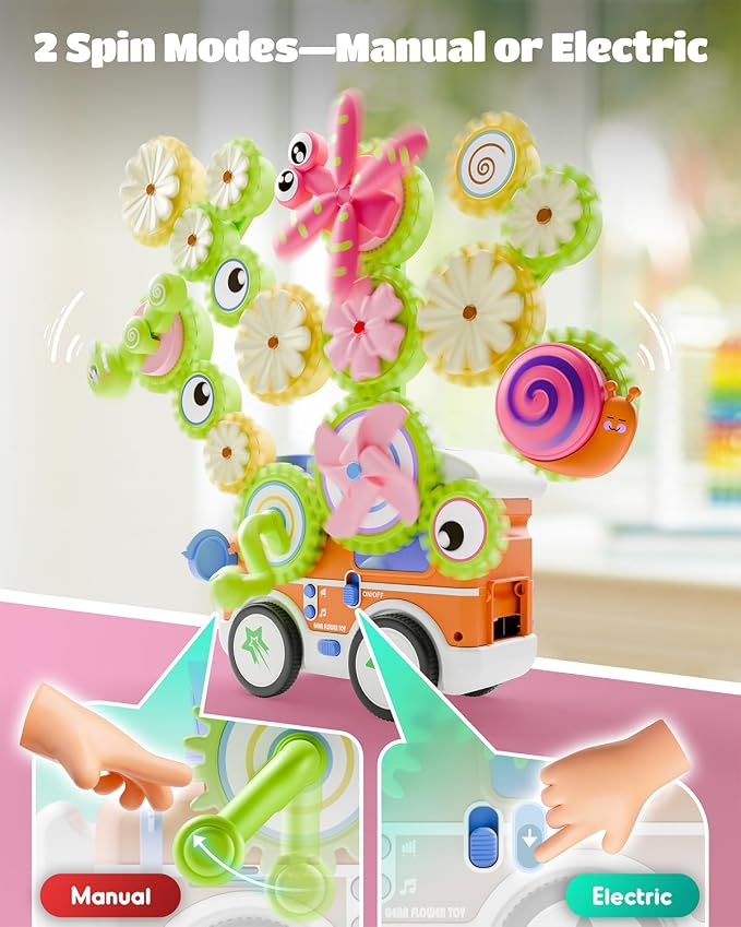 LIGHTDESIRE Toddler Toys Montessori Musical Train Set Gear Building Toys | Creative STEM Toys for 3 4 5 6 Years Old,Electric Rotating Gear Learning Toys with Lights,Birthday Gifts for Toddler Girl Boy