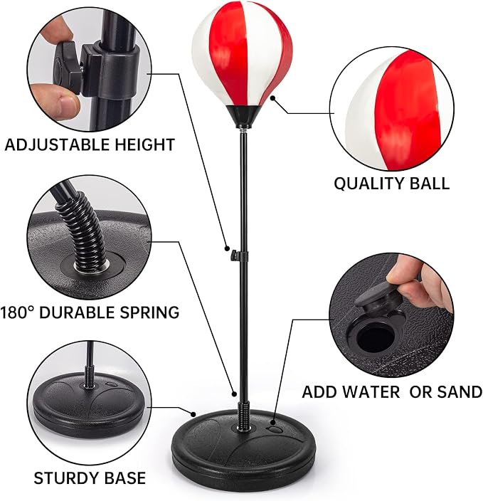 ShyLizard Punching Bag for Kids Included 2 Pack Boxing Gloves, Boxing Toy Sets with Height Adjustable Stand for Boys, Sports Gifts for Boys & Girls Age 5,6,7,8,9,10 Years Old