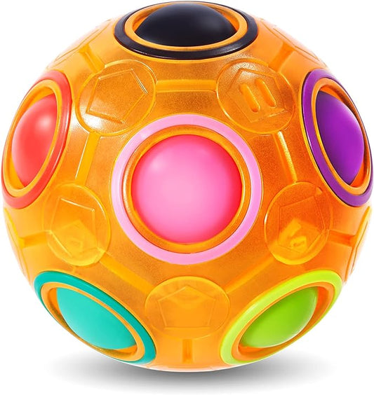 Vdealen Magic Rainbow Puzzle Ball, Fidget Ball Puzzle Brain Teaser Fidget Toy for Boys & Girls- Birthday Party Easter Valentines Christmas Stocking Stuffers for Kids Teen & Adults(Orange)