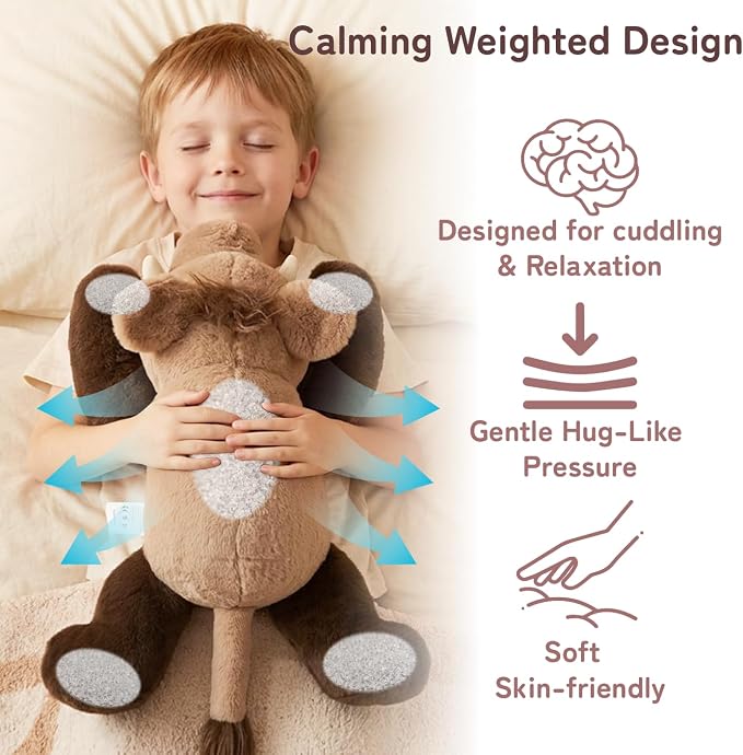 Niuniu Daddy Weighted Wild Boar Stuffed Animal for Kids & Adults, 20 Inch 3.3lb Large Plush Toy with Soft Fur, Weighted Plushies Pillow for Sensory Calm, Huggable Gift for Everyday Comfort