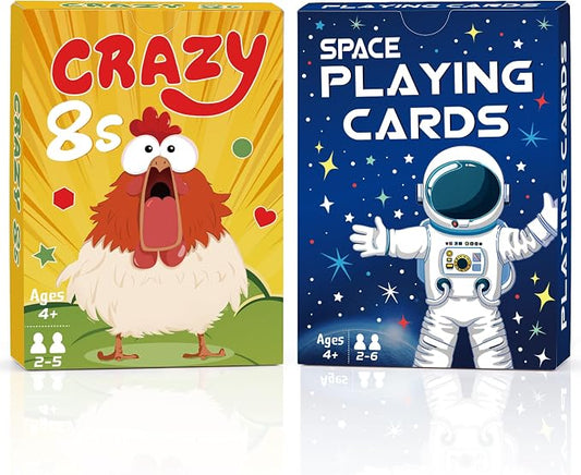 Card Games, Crazy 8s Card Game, Space Playing Cards for Kids, Fun Classic Interactive Games for Kids Toddlers Adults, Perfect for Stocking Stuffers Gifts, Family Game Night Party Table Games