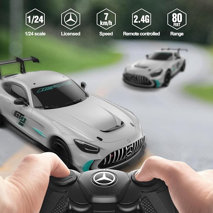 RASTAR 1/24 RC Car Mercedes AMG GT2 Remote Control Car, Mercedes AMG Toy Car for Kids Boys, Silver RC Sports Car