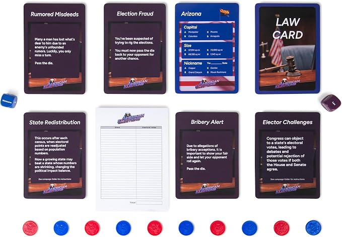 American Elections U.S. History & Civics Board Game – Learn State Facts, Geography & Government – Educational Family Board Game – Fun Board Games for Adults, Kids Ages 10+ Years Old