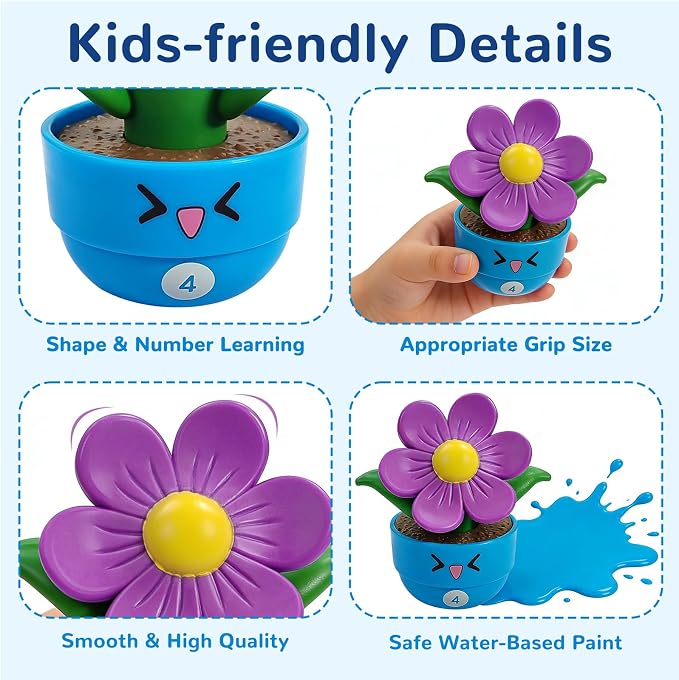 5 Sets Flower Garden Toddler Toys, Kids Gardening Building Toy, Color Shape Sorting & Matching Game, Montessori Stacking Sensory Learning Toys, 2 Year Old Girl Birthday Gift