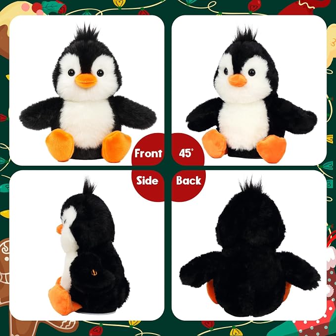 Talking Penguin Repeat What You Say Musical Stuffed Animal Shaking Singing Plush Toy Electric Interactive Animated Plushies Gifts for Kids Girls Boys