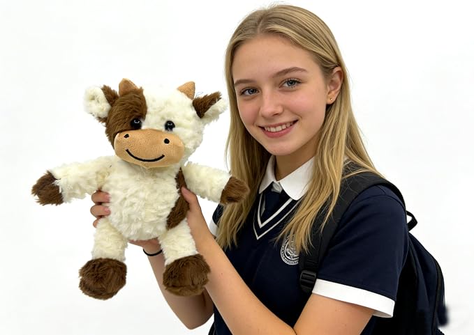 YUKOUQIAN Cow Stuffed Animal Cow Plush Doll Toy 11.8 inch for Girls Boys (Stand Cow brown1)