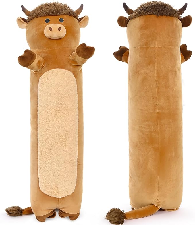 Tezituor 43" Cute Highland Cow Stuffed Animal,Soft Long Cow Plush Pillow Gift for Kids Adults,Big Stuffed Cow Plush Toy for Sleeping Boys Girls