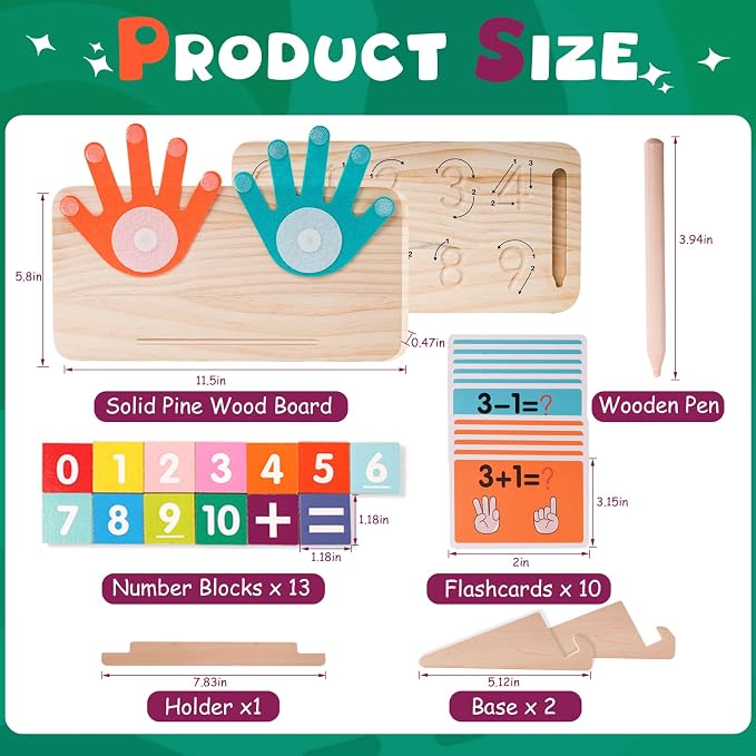 Hirger Montessori Learning Educational Toys for Kids 3 4 5 Year Old, Math Manipulatives Number Counting Blocks for Toddlers, Preschool Birthday Gifts for Boys Girls