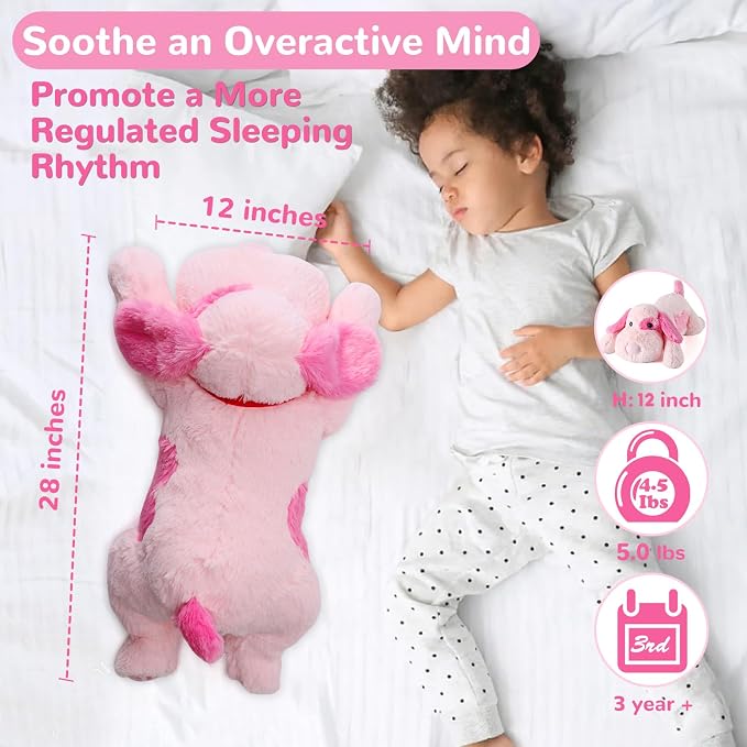 meowtastic Pink Dog Weighted Stuffed Animals - 28 Inch 5.0 Pounds Weighted Plush Dog Stuffed Animals - Large Stuffed Dog Plush - Cute Plush Toys Gifts for Kids & Adults (28" 5.0 lbs)