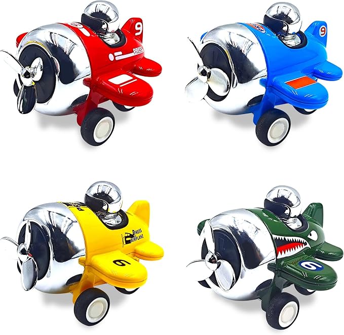 Alloy Press to Go Toy Cars Airplanes, Die-cast Collectible Model Race Cars, Birthday Christmas Holiday Party Gift for Kids 3+, Adults, and Collectors, Multi-Color (4-Pack / #9)