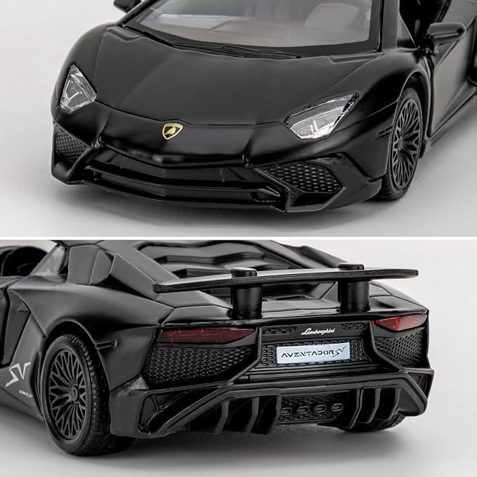 TGRCM-CZ 1/36 Scale Lamborghini Aventador LP770-4 Casting Car Model, Zinc Alloy Toy Car for Kids, Pull Back Vehicles Toy Car for Toddlers Kids Boys Girls Gift (Black)