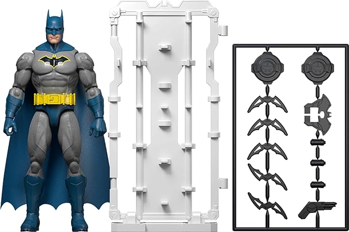 Mattel DC Premier 6.5 Inch Batman Action Figure Series 1, Detailed Super Hero Design, 22 Articulations & Fabric Cape, Weapon Stand & Accessories