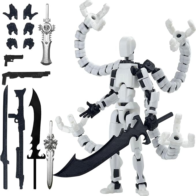 T13 Already Assembled Action Figure Accessories,T13 Multi-Jointed Movable,for Collectors Desktop Decorations t-13 Movability 3D Printed Toys (White, 5.5inch)