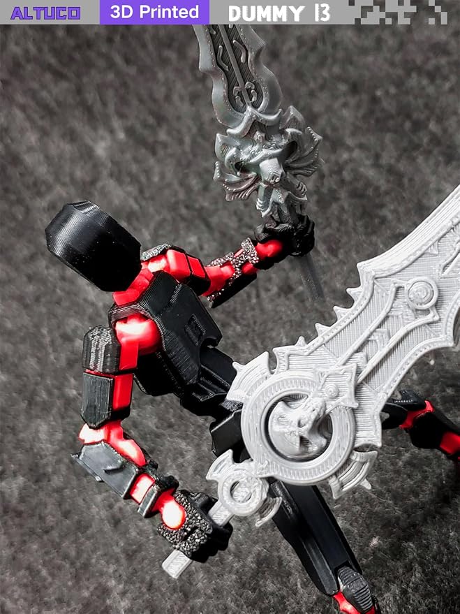 altuco Titan 13 Action Figure Set for Kids,T13 Action Figure with Multiple Accessories,3D Printed Dummy Robot 13 Desktop Decorative Toy for Boys (Black-red)