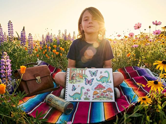 Soucolor Sketch Book for Kids, 9" x 12" Kids Sketchbook | 100 Sheets |Acid-Free Drawing Paper |Spiral bound| Lightweight fine-texture matte