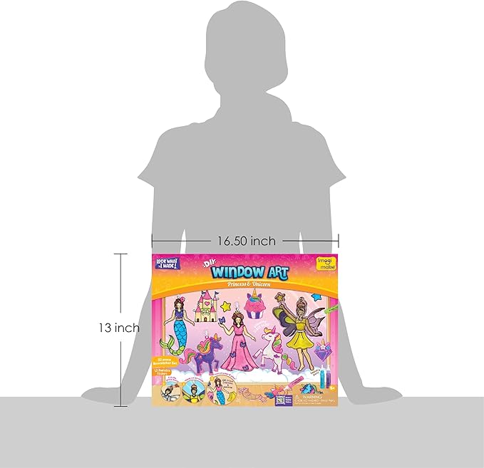 Imagimake Window Art Princess & Unicorn | Mermaid Suncatcher Kit | 32 Pieces Glass Painting Set | Kids Activities Ages 5-8 | DIY Craft Kit | Birthday Gift for Girls Ages 5,6,7,8,9,10,12 Years Old