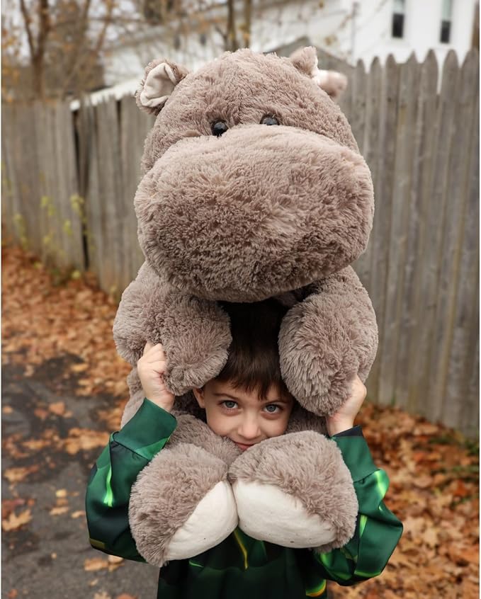 BENINY 36 Inch Giant Hippo Stuffed Animal, Oversized Gray Hippo Plush Pillow, Soft Humongous Hippopotamus Toy Gift for Kids, Boys and Girls