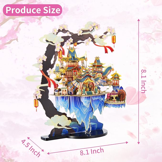 Microworld 3D Metal Puzzle for Adult, Peach Blossom Source Architecture Metal Model Kits, DIY Brain Teaser Challenge 3D Puzzles for Adults, Art Craft Buliding Home Decor Gift for Age 16+