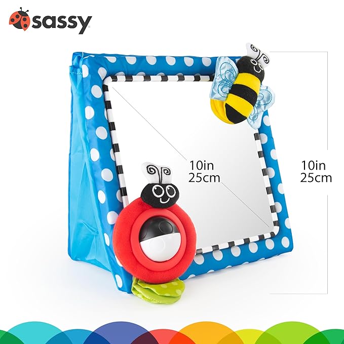Sassy Tummy Time Floor Mirror, Developmental Baby Toy, Newborn Essential, Great Shower Gift, 0+ Months (Pack of 12)