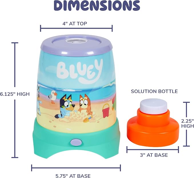 BLUEY Cyclone NO Spill Bubble Machine | Bluey Toy for Baby, Toddlers and Kids | Includes Non Toxic Bubble Solution