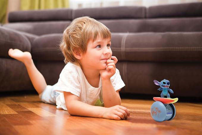 LEXiBOOK, Disney Stitch, The Interactive Surfer Stitch Robot – Self-Balancing, Light and Sound Effects, Portable Toy with Reactive Sensors, Blue, ROB01D