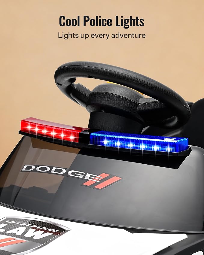 Licensed Dodge Police Electric Ride on Car for Toddlers 1-3 w/Lights & Horn