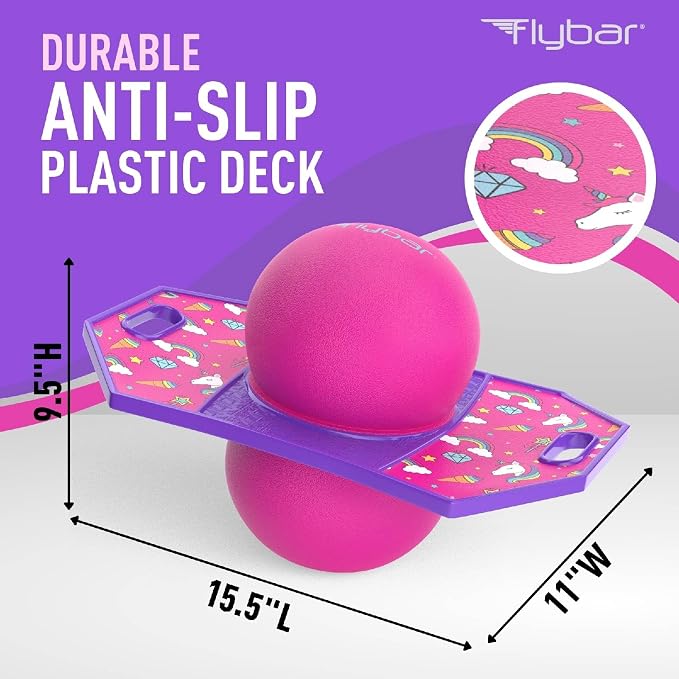 Flybar LED Pogo Trick Ball for Kids Balance Bounce Board w/Anti-Slip Deck