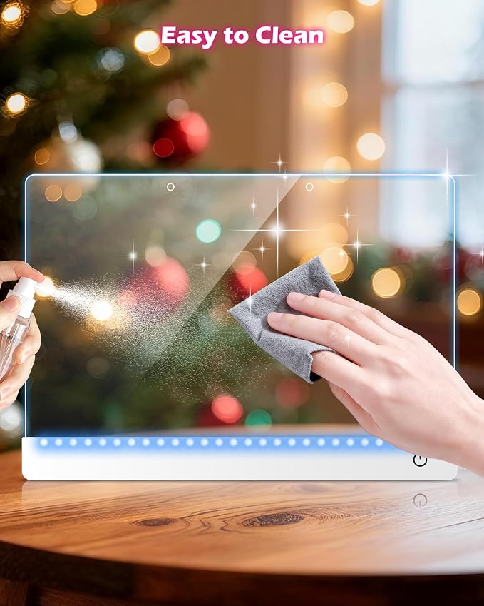 LED Drawing Board for Kids - 17" Flicker-Free Glow Doodle Drawing Pad with 11-Color Light Modes, Soft Light Dry Erase Note Board with Stand, Hanging Chain, 12 Markers, Gifts for Kids (2 PCS)
