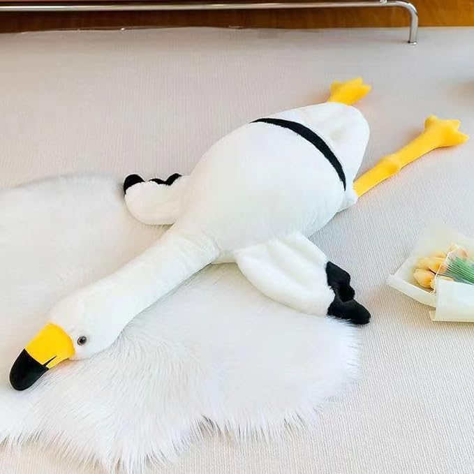 Flamingo Plush Pillow Stuffed Animal - 50 Inch Ultra Soft & Cute Flamingo Gift, Huggable Stress Relief for Bedroom, Office, Car, for Kids, Adults, Girls（White）