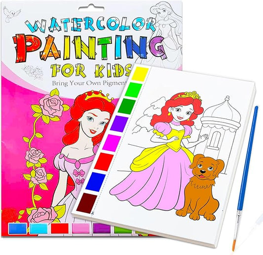 JZILU Watercolor Coloring Book for Kids, Paint with Water- Magic Paint Set Water Painting Book for Toddlers- Arts and Crafts Kit for Girls Boys Travel Activities -Stocking Stuffers for Kids