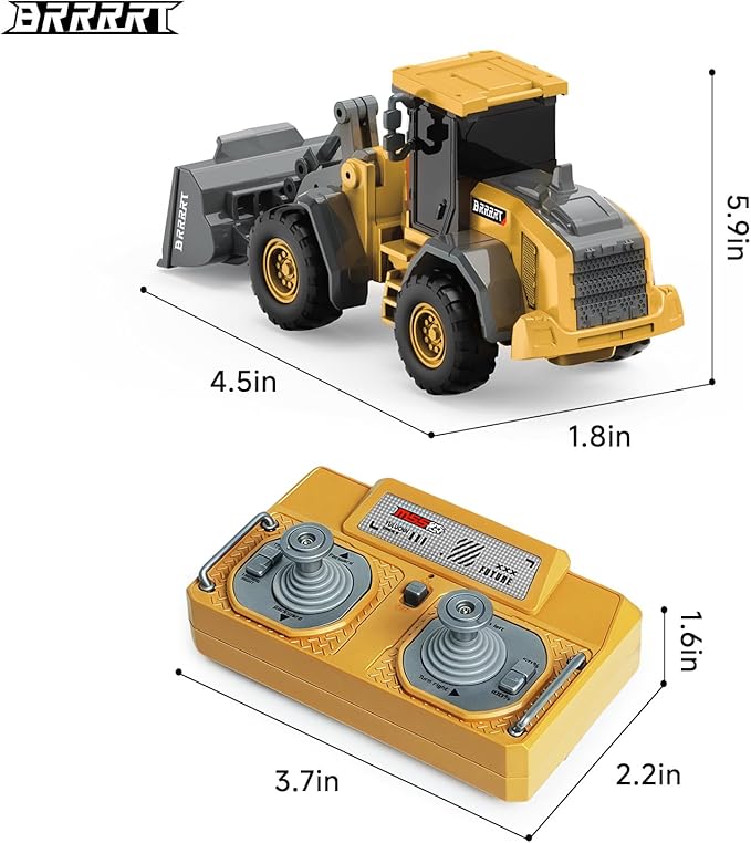 BRRRRT 1/64 RC Bulldozer Toy,Full Proportion RC Construction Vehicles Supports Pushing-Lifting-Moving,Type-C Direct Charging Alloy Remote Control Bulldozer,Birthday Gifts for Boys and Girls Age 3+