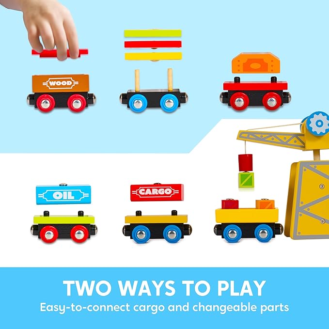 Montessori Wooden Train Toy Set for Kids, 12PCS Magnetic Train Cars with Storage Gift Box, STEM Educational Toy for Boys & Girls, Ages 3-8 Years, Easter Birthday Party Gift