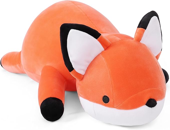 WeBingo Weighted Stuffed Animals, 24" Weighted Fox Plush Toy 4.2 Lb Soft Pillow Cute Giant Plushie Gifts for Kids & Adults