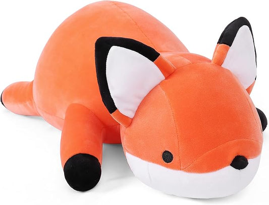 WeBingo Weighted Stuffed Animals, 24" Weighted Fox Plush Toy 4.2 Lb Soft Pillow Cute Giant Plushie Gifts for Kids & Adults