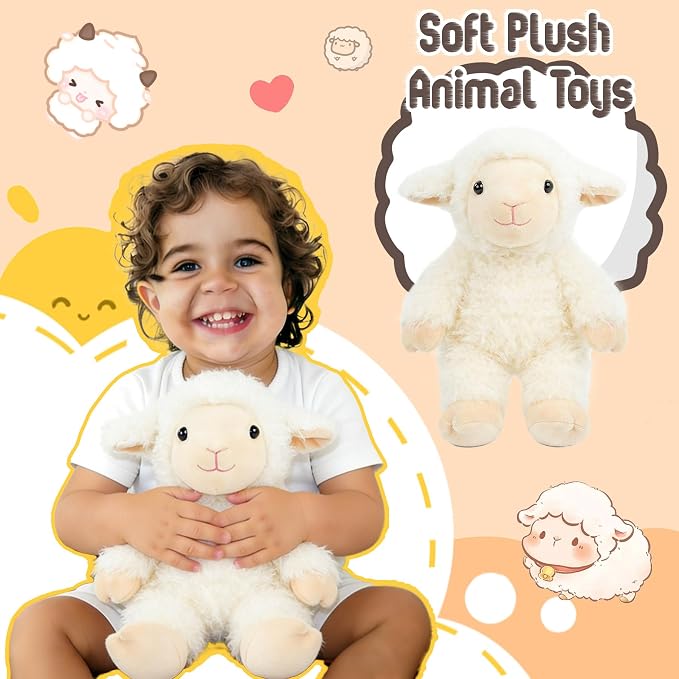 Stuffed Animal Plush Toy Soft Plushie Cuddly Sheep Cute Plush Toy for Kids Toddlers Soothing Sleep Birthday Christmas Nursery Decor Party Favors